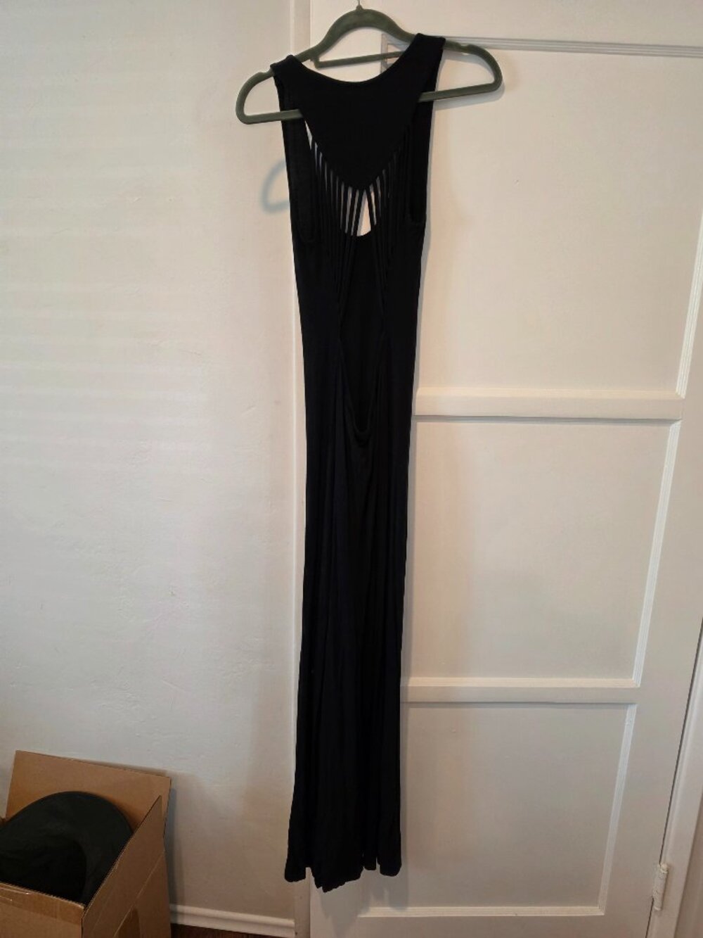 Black sleeveless maxi dress open-back design, size small